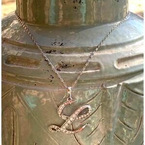 Nolan Miller Silver Necklace with Letter Crystal Letter L Pendant